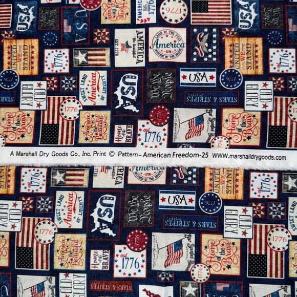 American Freedom Patch Work by Marshall Dry Goods - 1 Yard - Flag, USA, Map 1776 - Picture 6 of 6